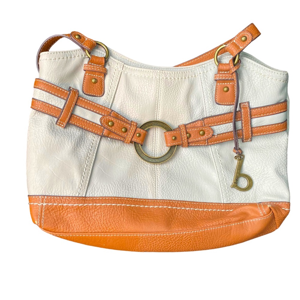 BOC Purse Born Concepts Brimfield Shopper Tote Faux Leather Bag Cream Brown